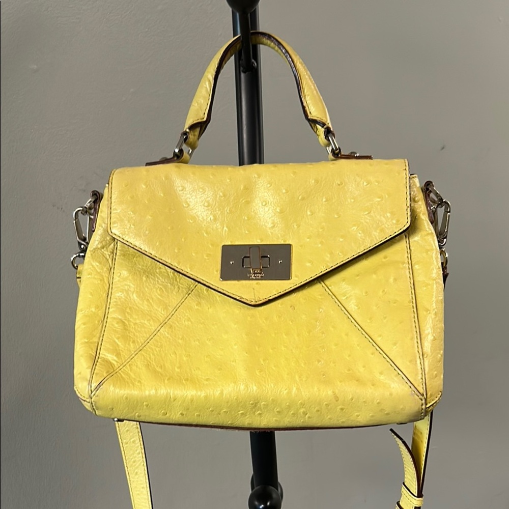 kate spade Yellow Ostrich-Texture Satchel with Top Handle